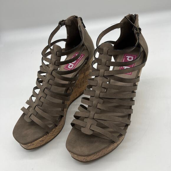 Pop Women Platform Wedge Shoes Zipup Brown Size 10M - Picture 3 of 8